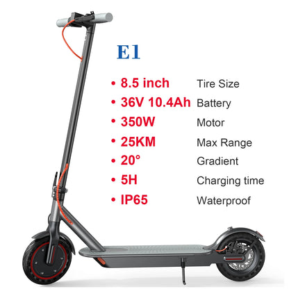 JUICEASE E1 Electric Scooter 36V 10.4Ah Battery 350W Motor 25KM Range 31KM/h Speed Foldable Design Smart APP Control EU Stock.