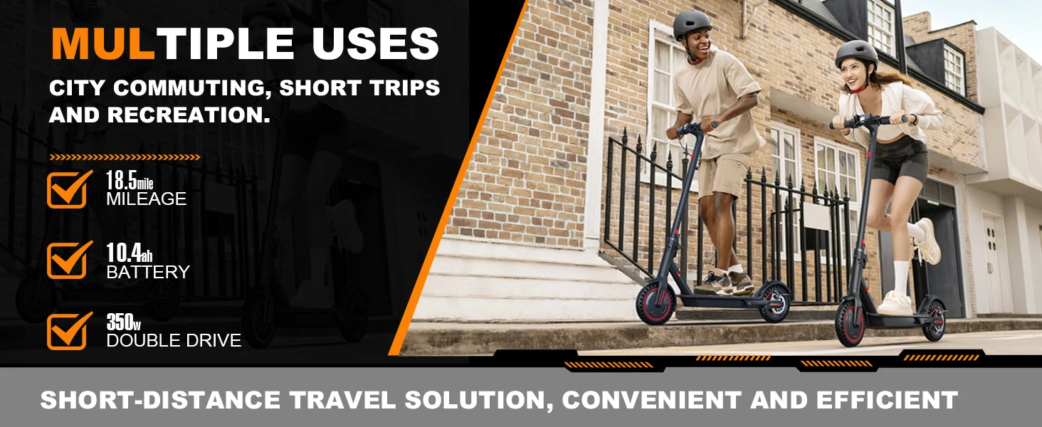 Black 350W Foldable Electric Scooter with Bag for Adults, 30KM Range, APP Support, Foldable Commuter E-scooter.