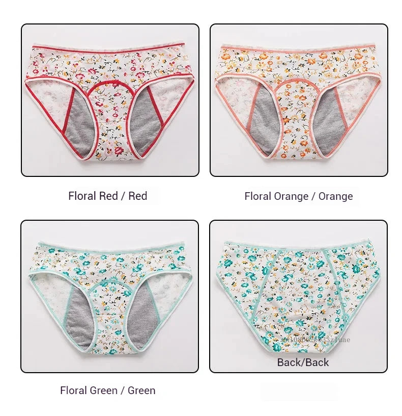 Menstrual Panties Leakproof Ladies Menstrual Pants Women's Cotton Briefs Teenager Student Mid Waist Panties for Menstruation.