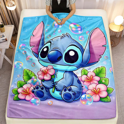 Lilo & Stitch, Stitch Printed Sofa Soft Warm Flannel Throw Blanket.Office,Camping,Picnic,Outdoors,Nap Cape,Bedroom Blankets.