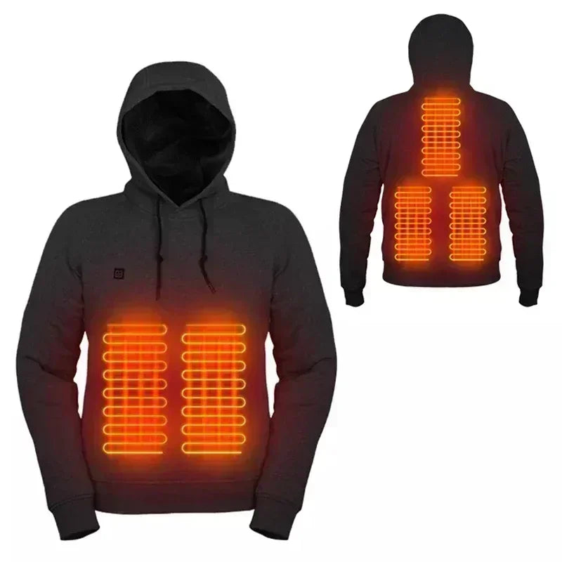 2025 Outdoor Electric USB Heating Sweaters Hoodies Men Winter Warm Heated Clothes Charging Heat Jacket Sportswear.