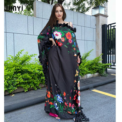 WINYI Middle East Print kaftan fashion african clothing beach outfits for women evening maxi dress muslim abaya dubai luxury.