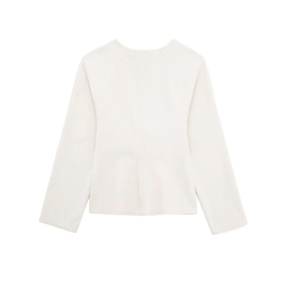 Women Fashion With Belt Woolen Jacket Coat V Neck Long Sleeve Female Outerwear Chic Tops.