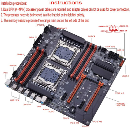 SOYO X99 Dual CPU Gaming Motherboard Kit lntel Xeon E5 2680 V4*2&DDR4 32GB (4*8GB) LGA2011-3 M.2 NVME for Desktop Computer Host.