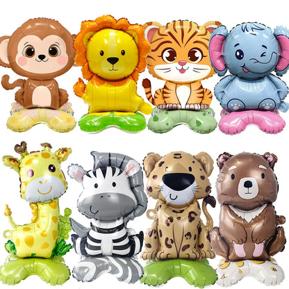 Dschungel Party Stehender Tierballon Mini Löwe Tiger Giraffe Zebra Leopard Ballon Kleiner Ballon Dschungel Safari Partydekorationen.