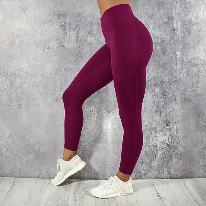 Yoga Fitness Women Leggings High Waist Tights with Pocket Gym Workout Running Stretchy Sexy Butt Liftting Casual Skinny Pants.