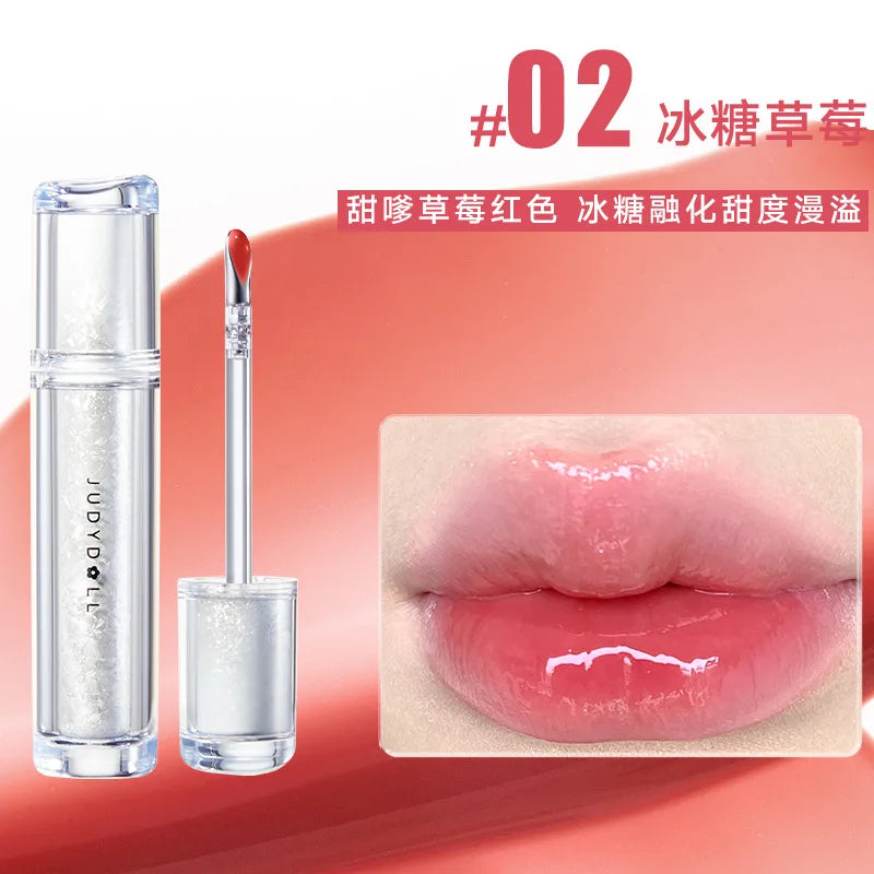 Judydoll Lip Glaze Mirror Shine Watery Lipstick Non-Stick Cup Long Lasting Moisturising Lip Tint Waterproof Makeup Cosmetics