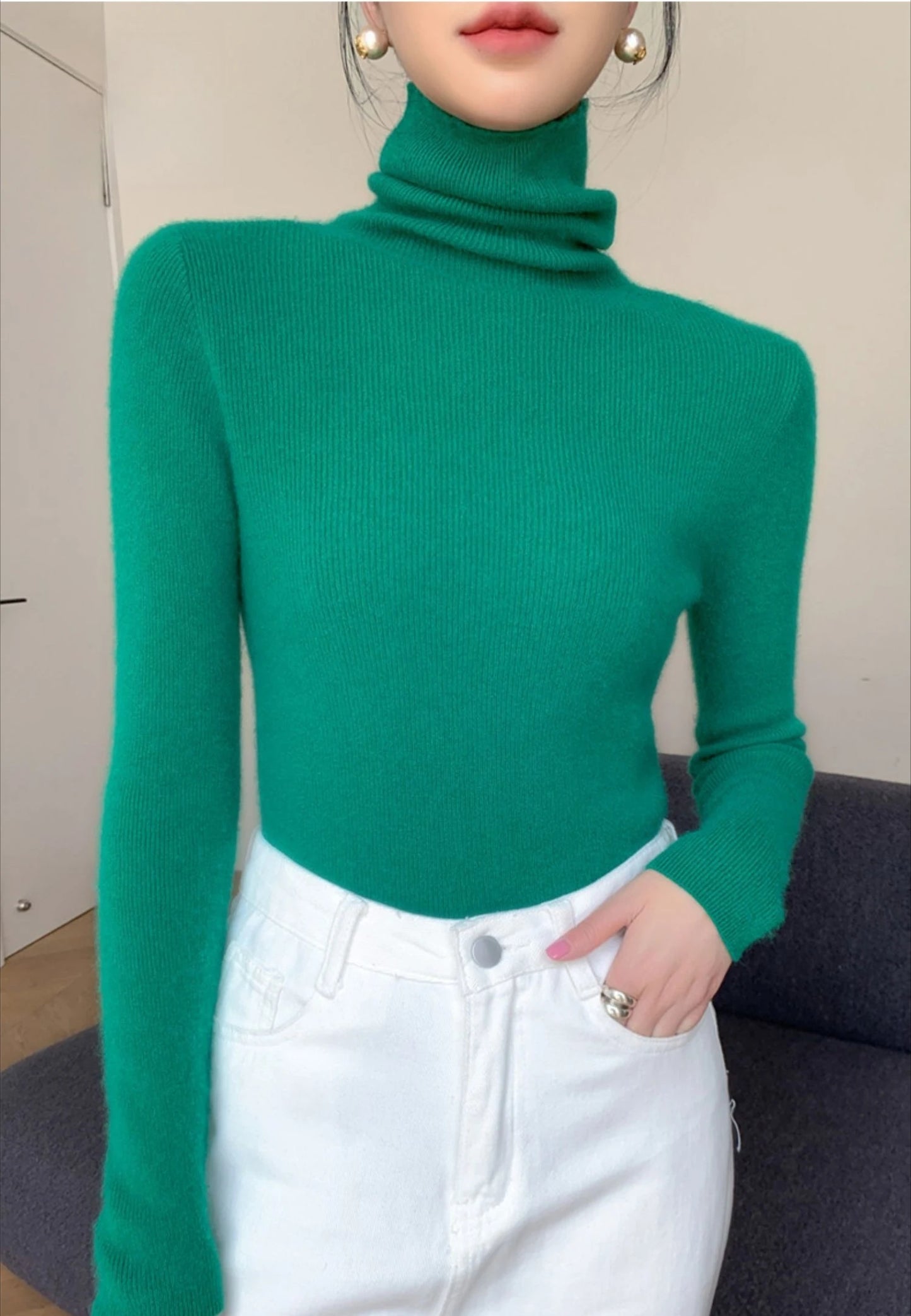 2025 herbst Winter Rollkragen Warme Jumper Lässig Feste Dünne Strickjacke Frauen Langarm Gestrickte Pullover Einfache Basis Schicht Top