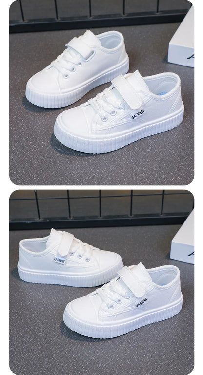 Children's Canvas Shoes 2025 Summer New Students White Shoes Boys Sports Shoes Girls Breathable Casual Shoes Children's Shoes.