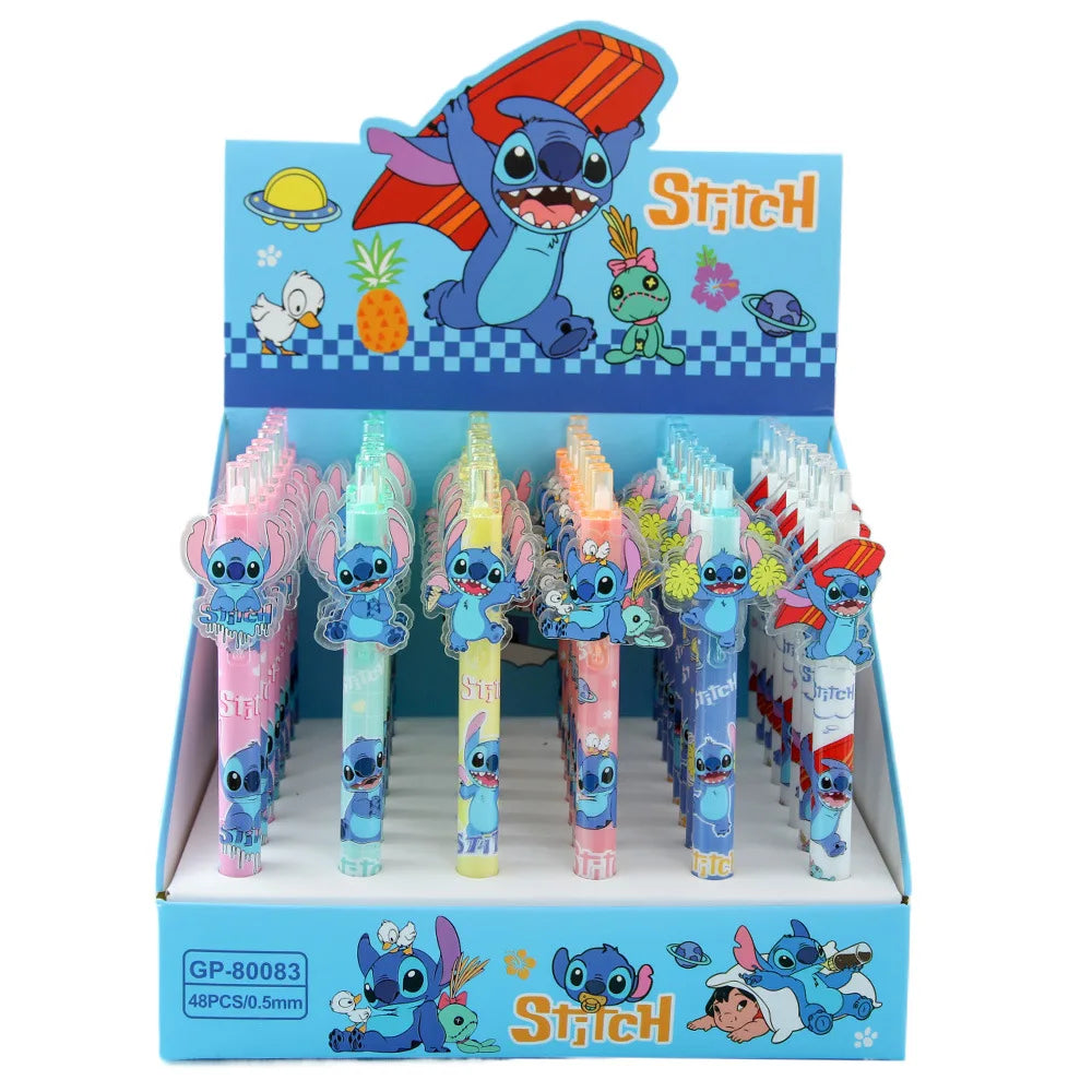 Disney Stitch 48 Stück Gelstift 0,5 mm Schwarz Neue Cartoon Hochwertige süße Studenten lernen Schreibwaren Bürobedarf Geburtstagsgeschenk.