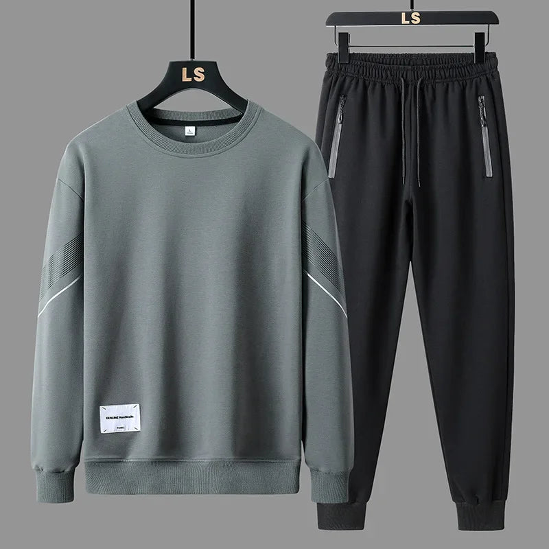 Spring Autumn Men's Casual Sports Suit Round Neck Sweatshirt Long Sleeves Pants One Whole Set Clothing Fashion