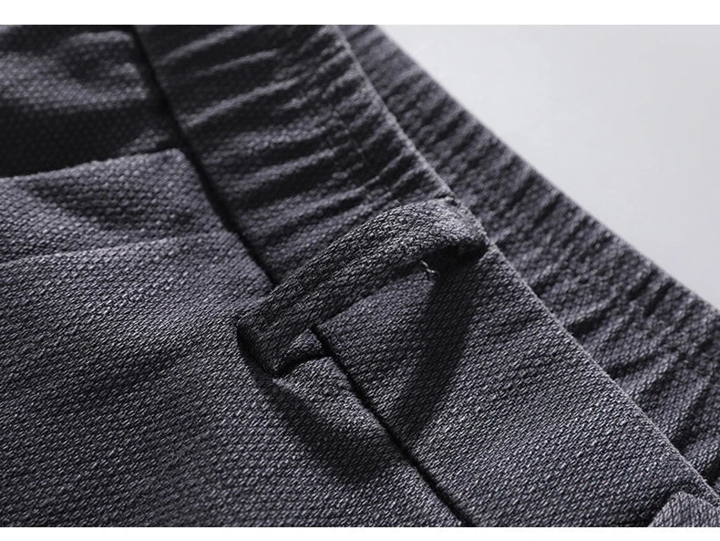 Men's Business Casual Pants Stretch Slim Fit Straight Semi-elastic Waist Trousers Solid Classic Office Work Male Clothing