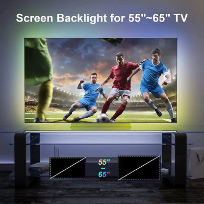 Bluetooth APP Control TV Bildschirm Hintergrundbeleuchtung RGBIC Lichtleiste Farbpicking Sync mit 55-75 Zoll Monitor Spiel Atmosphäre Lampenband.