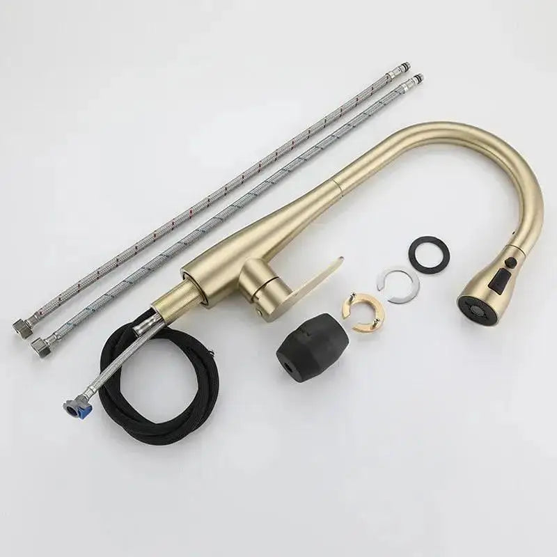 Brushed Gold Pull Out Kitchen Faucet Hot Cold Sink Faucet Mixer Tap 360 degree rotation torneira cozinha mixer taps Kitchen Tap