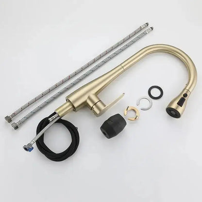 Brushed Gold Pull Out Kitchen Faucet Hot Cold Sink Faucet Mixer Tap 360 degree rotation torneira cozinha mixer taps Kitchen Tap