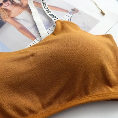 Women Active Bra Casual Top Letters Print Strap Cotton Top Fitness Gym Jogging Sleep Bra Girl Wire Free Bandeau Paded Bra Tops.