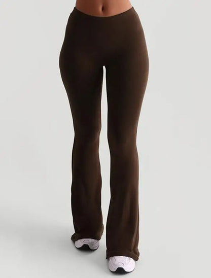 Frauen Casual Solide Farben Hohe Taille Schlaghosen Trendy Bootcut Hose Ausgestellte Leggings Hosen für Streetwear