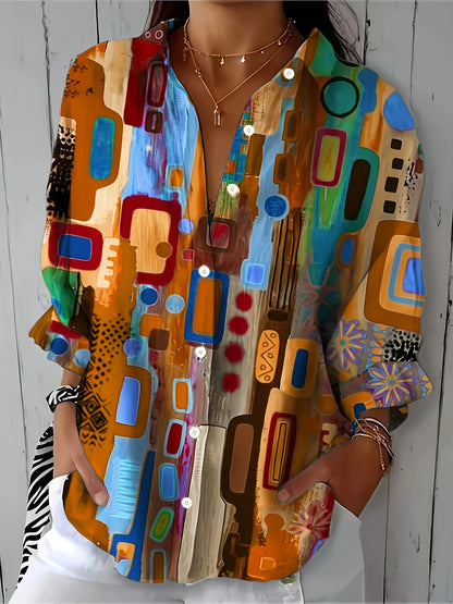 Women's Shirt Floral Casual Long Sleeve Shirt Collar Tops Work Daily Button Print Green Spring Summer.