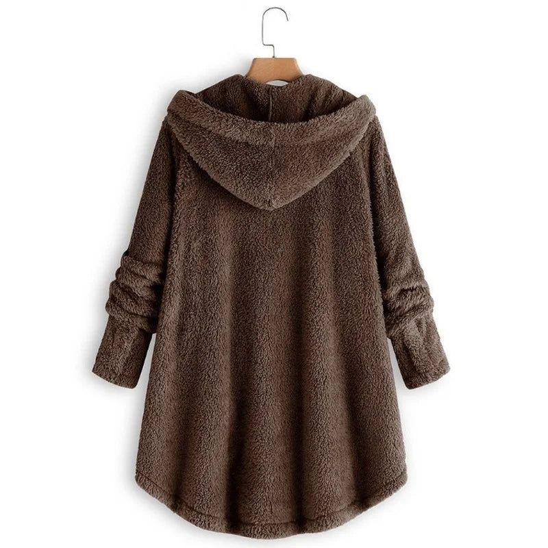 Herbst Wintermantel Frauen warme Teddybär Mantel Woll jacke weibliche Plüsch mantel Kapuzen jacke neue Damen mäntel einfarbige Jacke
