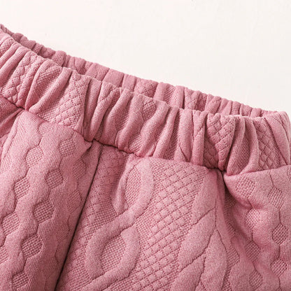 0-24 Months Baby Girl Set Solid Color Twist bar Tops+Long Pants 2pc/Set Baby Girl Spring  Autumn Fashion Set Toddlers' Clothing.