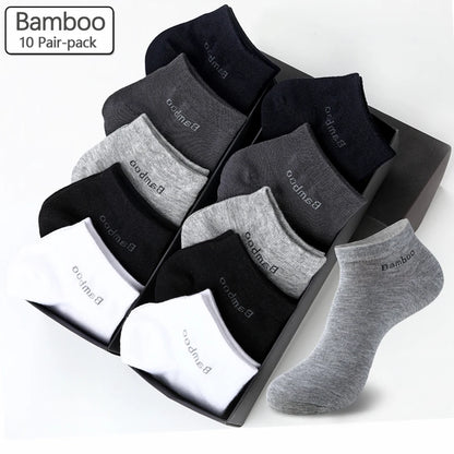 10 Pairs / Pack Men's Bamboo Fiber Socks Short High Quality New Casual Breatheable Anti-Bacterial Man Ankle Socks Men.