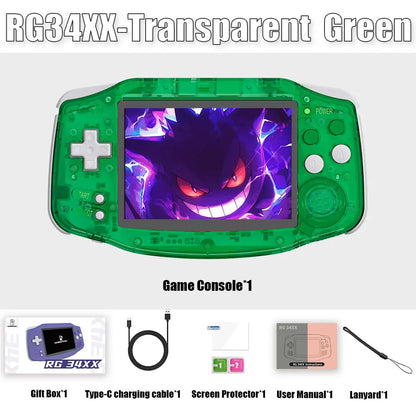 ANBERNIC RG34XX 64Bit Retro Handheld Game Player 3.4-inch IPS Screen HD-Out Portable Game Console 3500mAh streaming With APP
