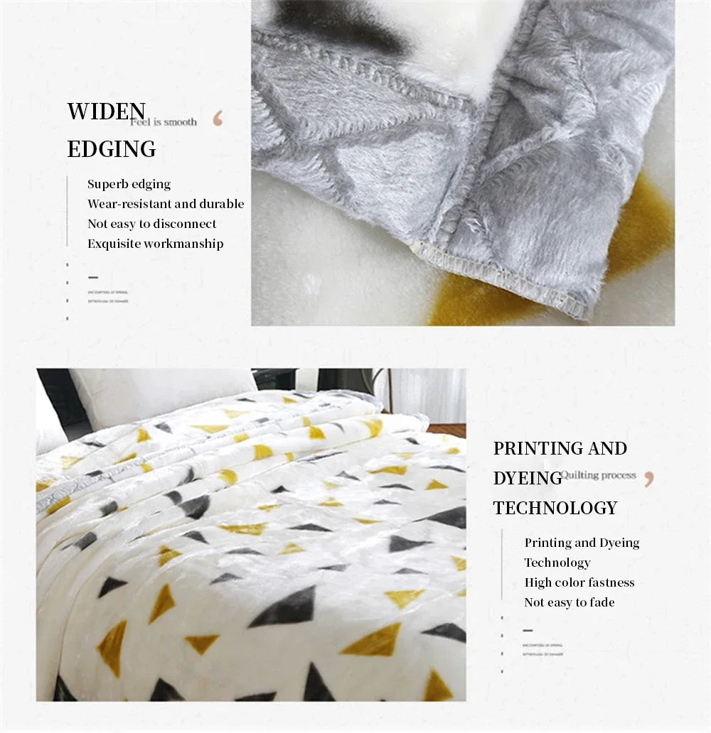 Double Layer Winter Thicken Raschel Plush Weighted Blanket For Bed Warm Heavy Blankets Throw Printed Flowers Fluffy Soft Carpet.