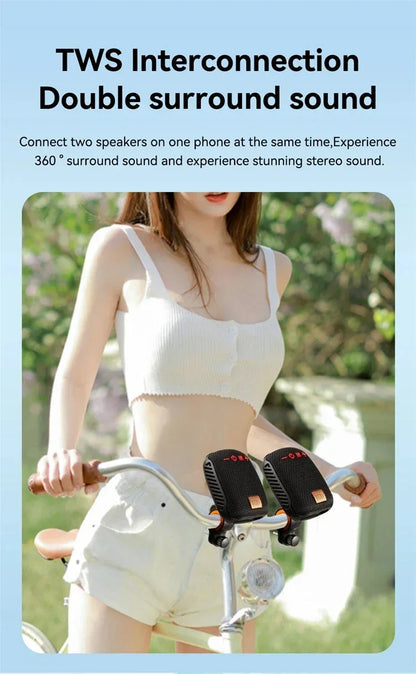 Outdoor Bicycle TG392 Portable Bluetooth Speaker TWS Wireless Mini Bass FM Radio Soundbar Boombox Riding Music Play Loudspeaker.