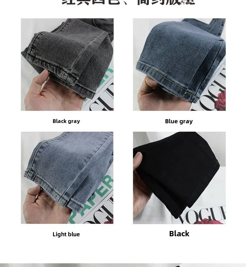 Black Grey Jeans Women's Spring Autumn Winter High-Waisted Petite Stretchy Tight Small Footed Pants Slimming Pencil Leggings.