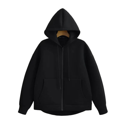 2024 Winter Neue frauen Zipper Hoodie High Street Unisex stil Doppel Taschen Oversize Lose Sweatshirts Oberbekleidung Top CYXX 073