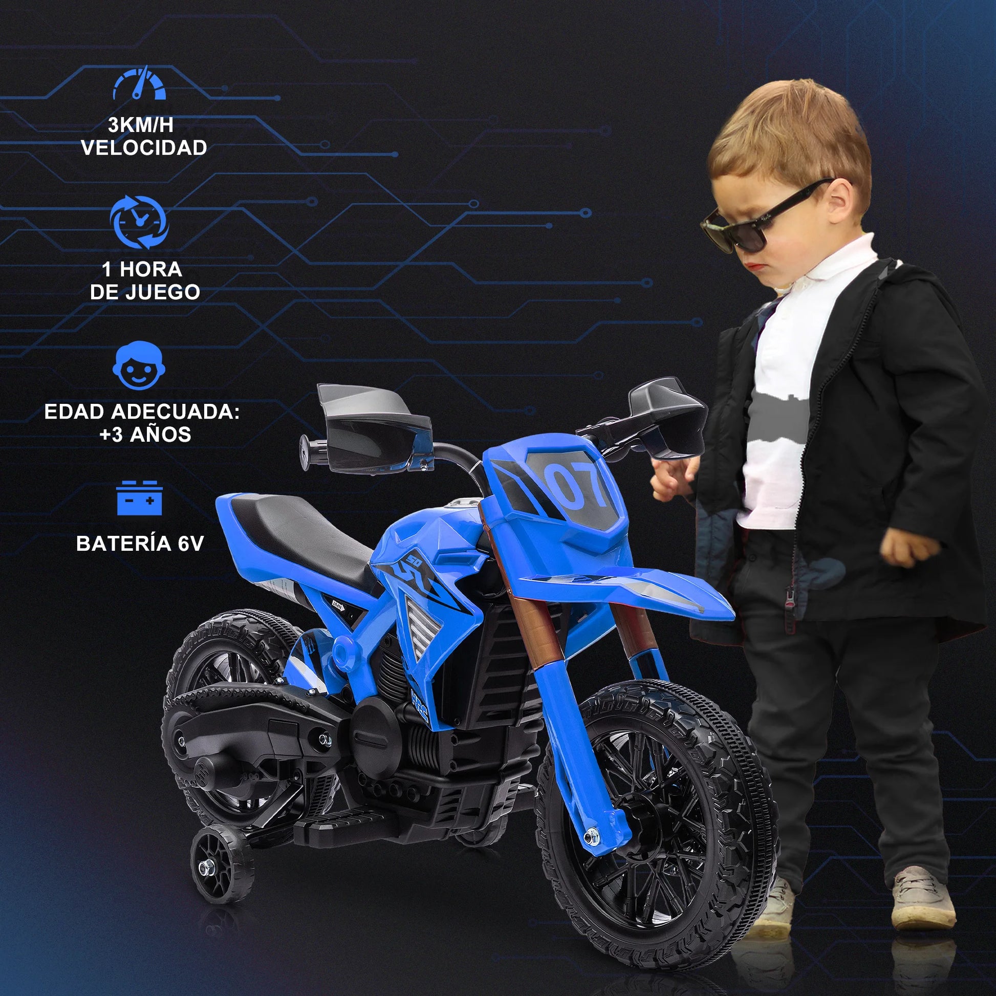 Aiyaplay Electric Motorcycle for Children +3 Years Load 30 kg.