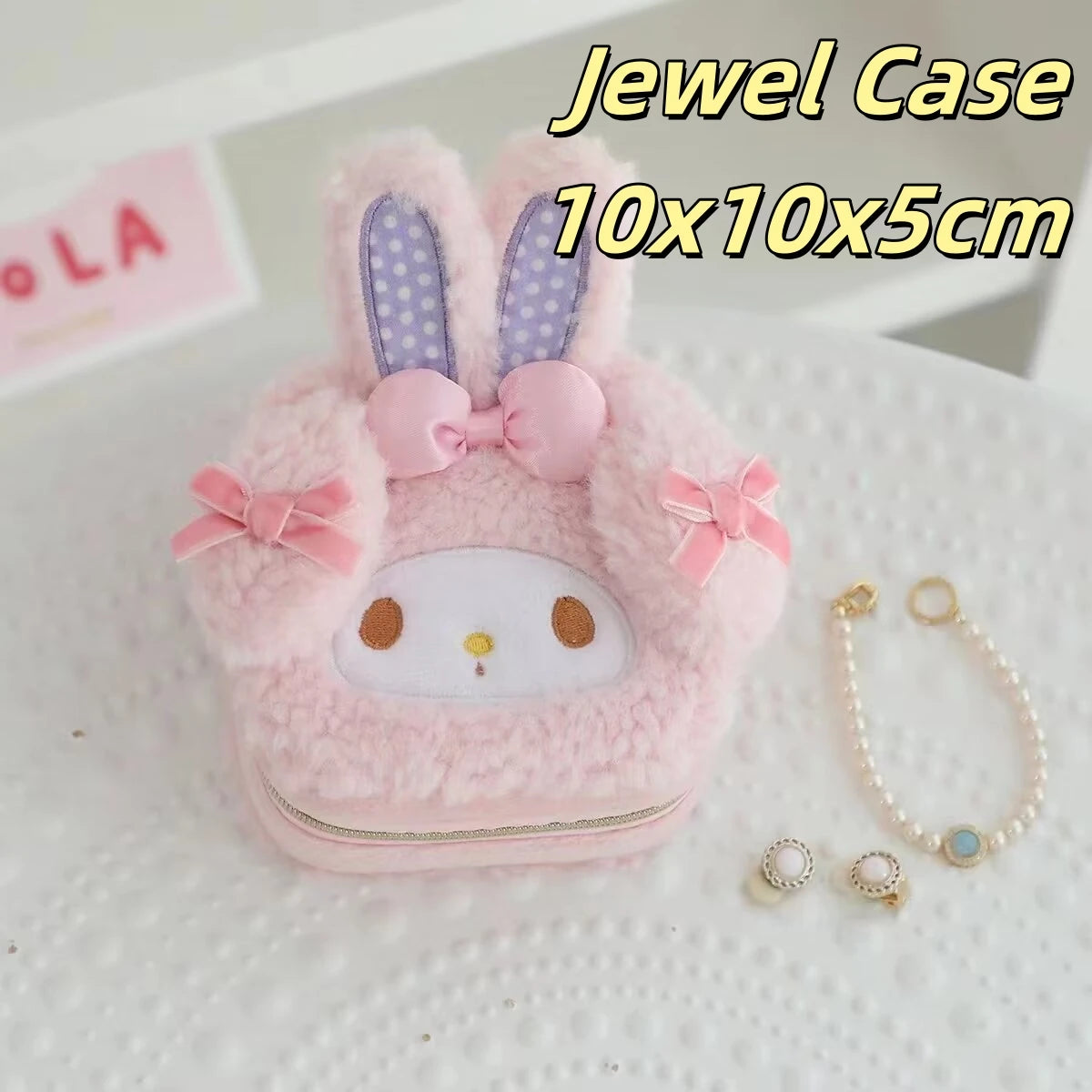 Cute My Melody Sweet Piano Cosmetic Bag Lovely Pink Drawstring Bag Kawaii Jewel Case Japanese Style Plush Bag Gifts Girl