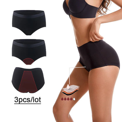 3Pc Heavy Flow Menstrual Panties For Women Period Underwear 4 Layer Absorbency Leakproof Physiological Sanitary Briefs EU Size