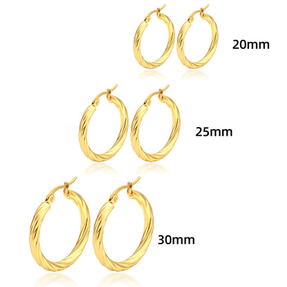 3pair Vintage Twisted Hoop Earrings for Women Gold Plated Stainless Steel Twist Ear Buckle Stackable Circle Hoops Party Jewelry.