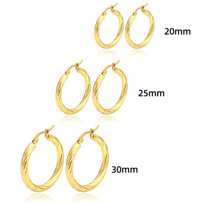 3pair Vintage Twisted Hoop Earrings for Women Gold Plated Stainless Steel Twist Ear Buckle Stackable Circle Hoops Party Jewelry.