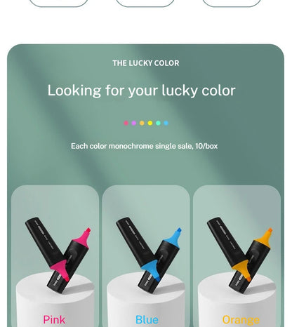 Deli 10-teiliges Textmarker-Set, große Kapazität, Meißelspitze, Bonbonfarben-Marker, Studenten-Briefpapier, Schulbedarf.