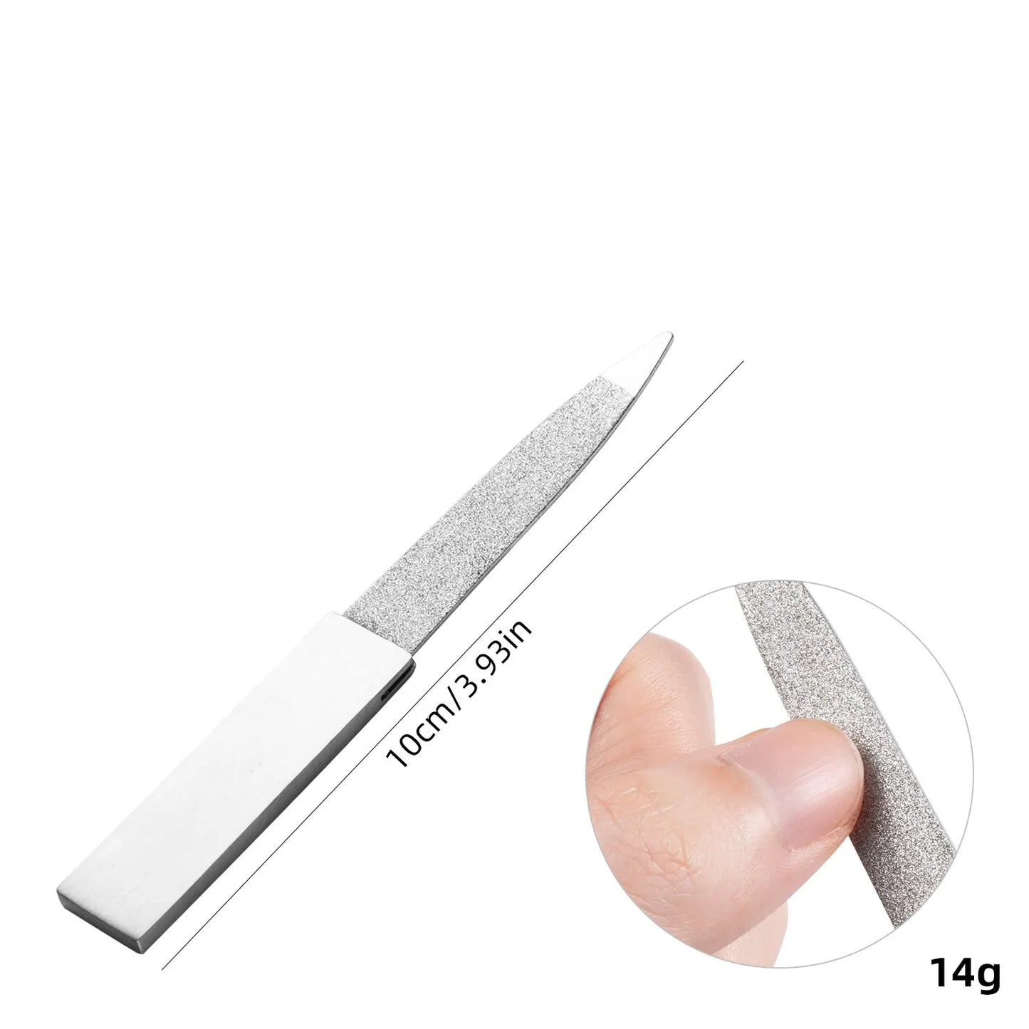 4/5/6 Inch Nail Art File Stainless Steel Metal Cuticle Pusher Remover Double Sides  Scrub Buffer Grinding Manicure Pedicure Tool.