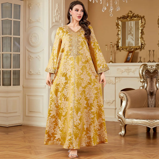 New Women Muslim Embroidery Maxi Dress Abaya Dubai Kaftan Eid Djellaba Kebaya Caftan Marocain Femme Robe Islam Jalabiya Vestidos.