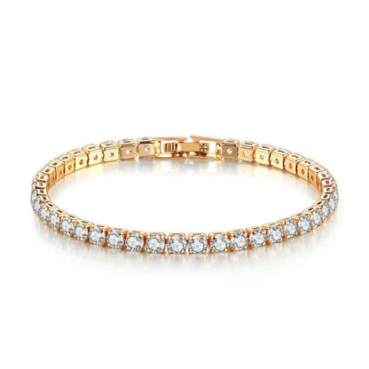 925 Sterling Silver 4mm Tennis Bracelet Inlaid With Zircon Crystal Electroplated 18k Gold Luxury Fashion Women's Gift.