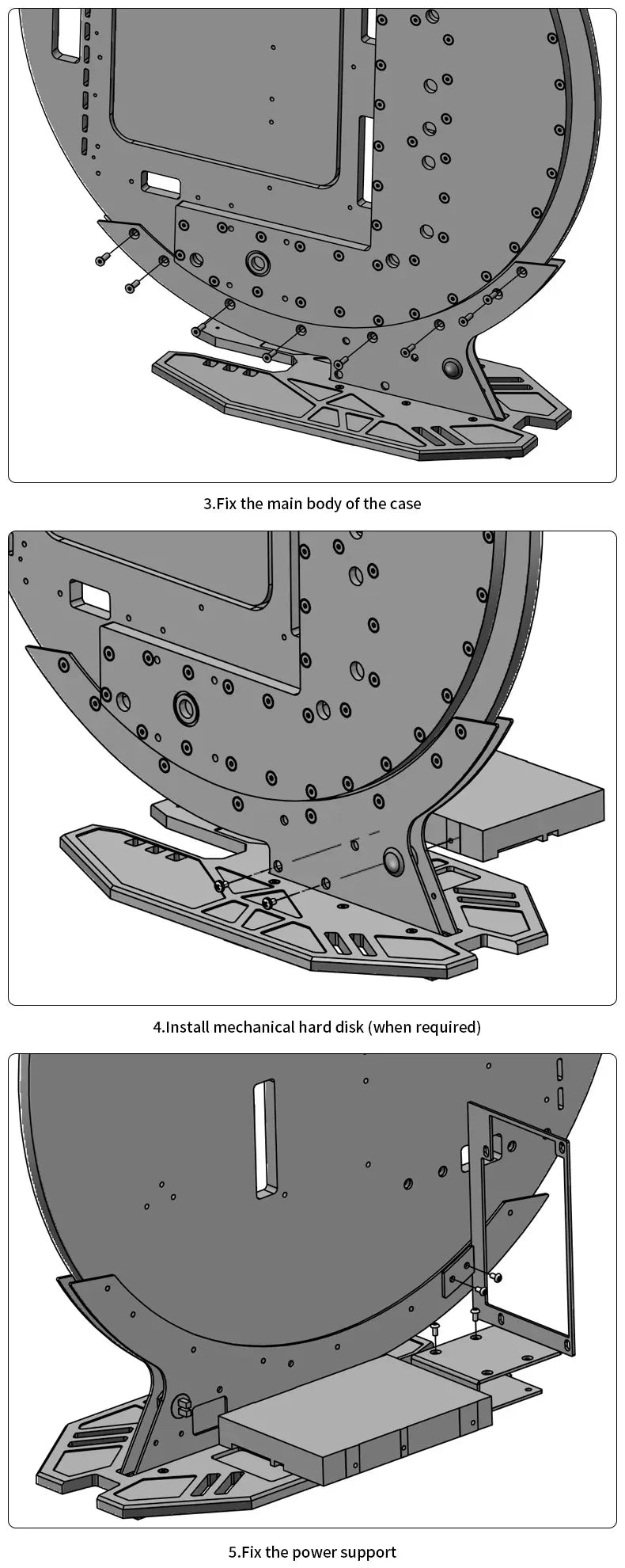 Barrowch STAR1 Series Circular Water Cooling Case, Limited Edition Gamer DIY House,PC Computer Open Chassis FBCES-PA.