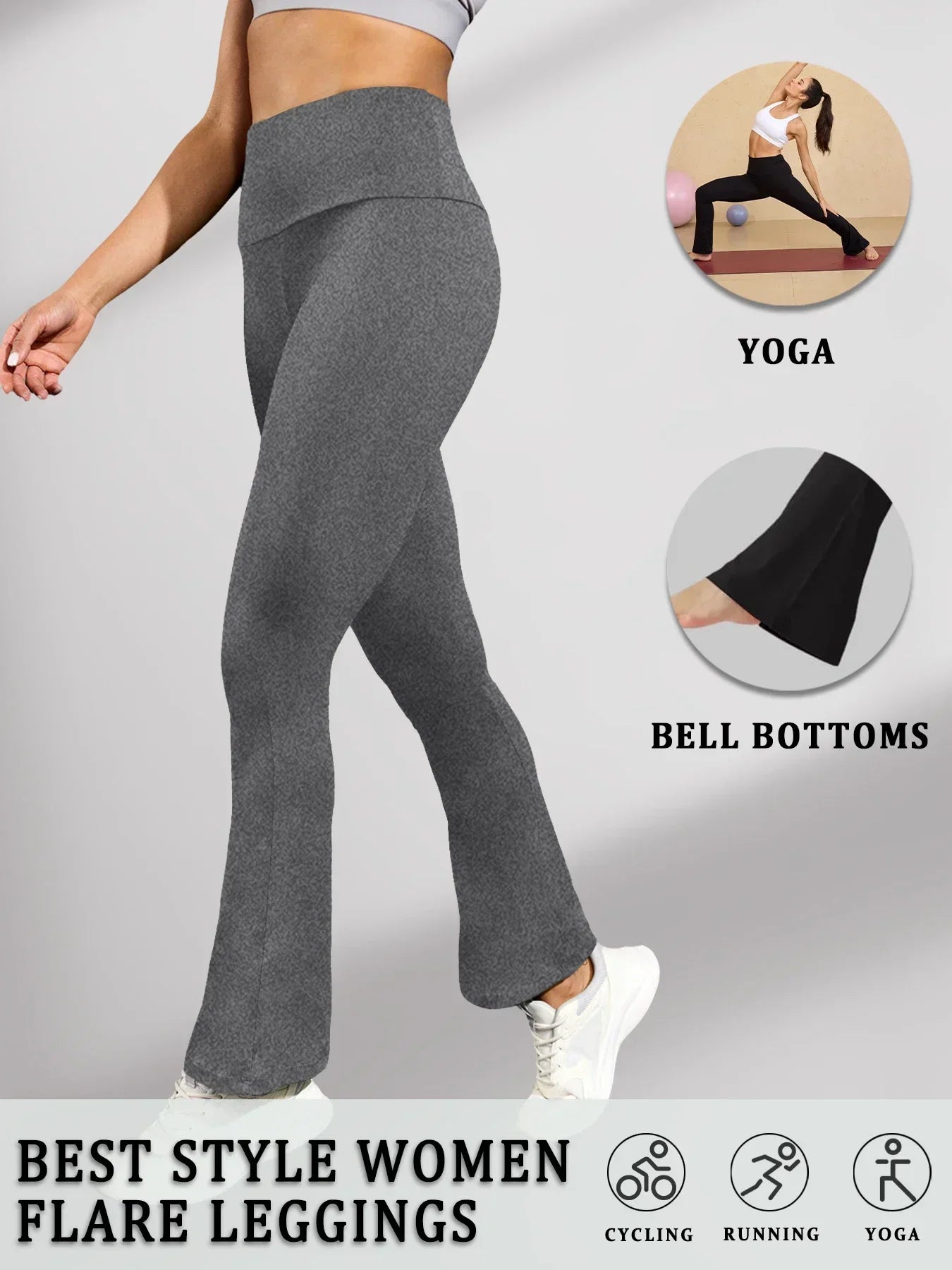 Women's Super Soft Flare Pants High Waisted Tummy Control Workout Yoga Leggings Bell Bottoms.