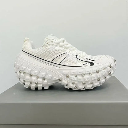 Fashion Brand Men's Or Women's Thick-soled Sports Shoes 2025 Spring New Rivet Design Couple Sports Shoes Breathable Casual Shoes