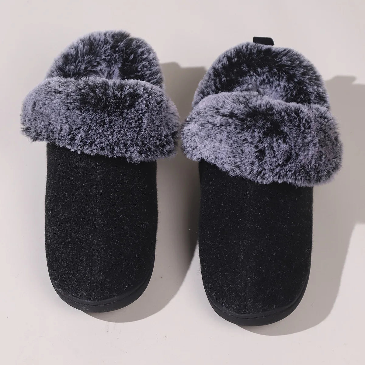 Smile Pop New Men Plush Slippers Indoor Fluffy Fur Home Men Slippers Outdoor Warm Closed Soft Non-slip Fuzzy Winter Men Shoes.
