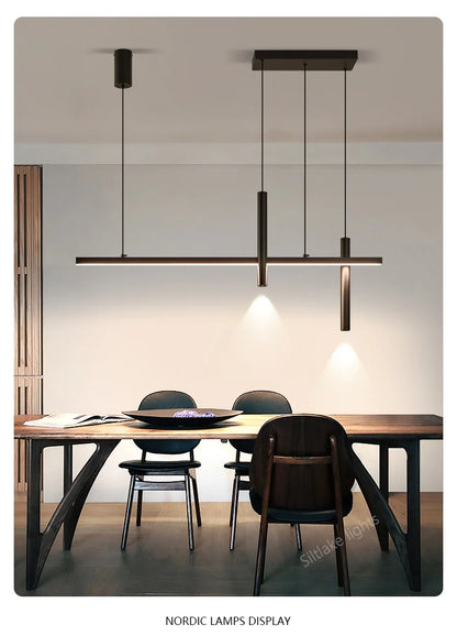 Neue Restaurant Kronleuchter moderne einfache Esszimmer Tisch Bar Lichter lange Streifen Scheinwerfer kreative Designer Pendelleuchten.