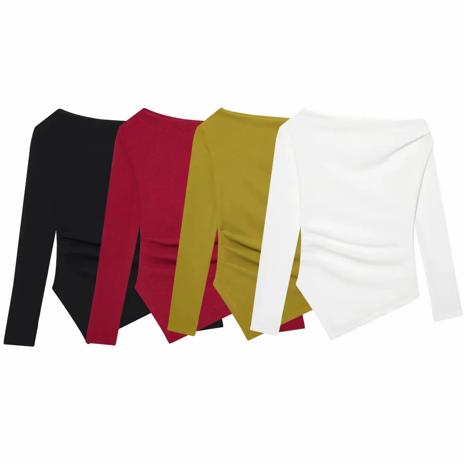 Asymmetric Short Top Woman Long SleevesTops Women Elastic Corset Top Female Streetwear Casual T-shirts Tops.