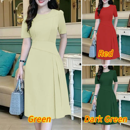 ZANZEA Elegante Büro Frauen Kleider Sommer Stilvolle Solide Party Arbeit Kleid Mode Kurzarm Plissee Vestidos Midi Sommerkleid