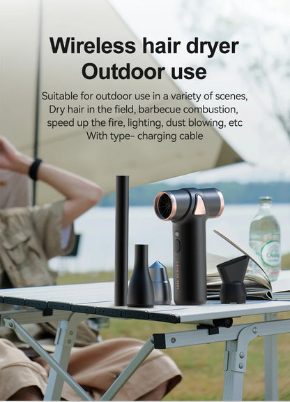 New Wireless Hair Dryer Multifunctional Outdoor Barbecue Carbon Blowing Dust Removal Portable Charging High Speed Hair Dryer