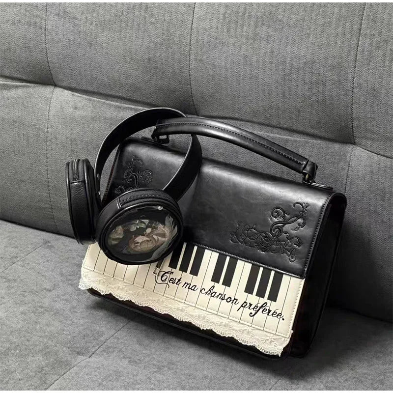 Fashion Polka Dot Ladies Piano Bag New Style Niche Underarm Shoulder Bag Sweet Personality Piano Backpack Women's Bag Square Bag.