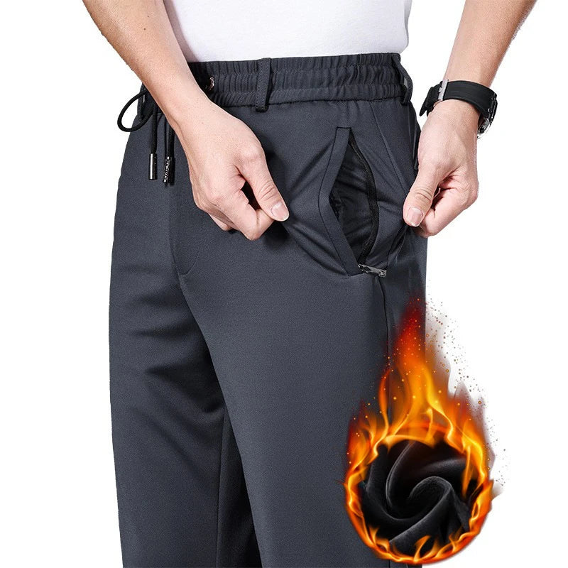 Big Size 10XL Winter Pants Men Fleece Lined Elastic Waist Strtch Trousers Male Thick Warm Straight Business Work Wear Plus Large