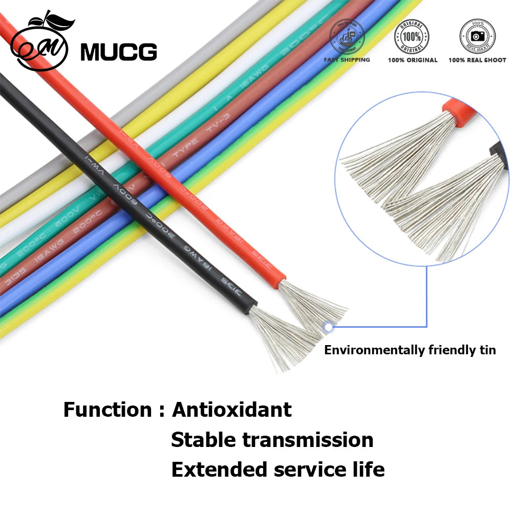 11Colors Heat-resistant Silicone wire Ultra soft Electrical wires Electronic componen cable DC led 18awg 20awg 22awg 24awg 26awg.